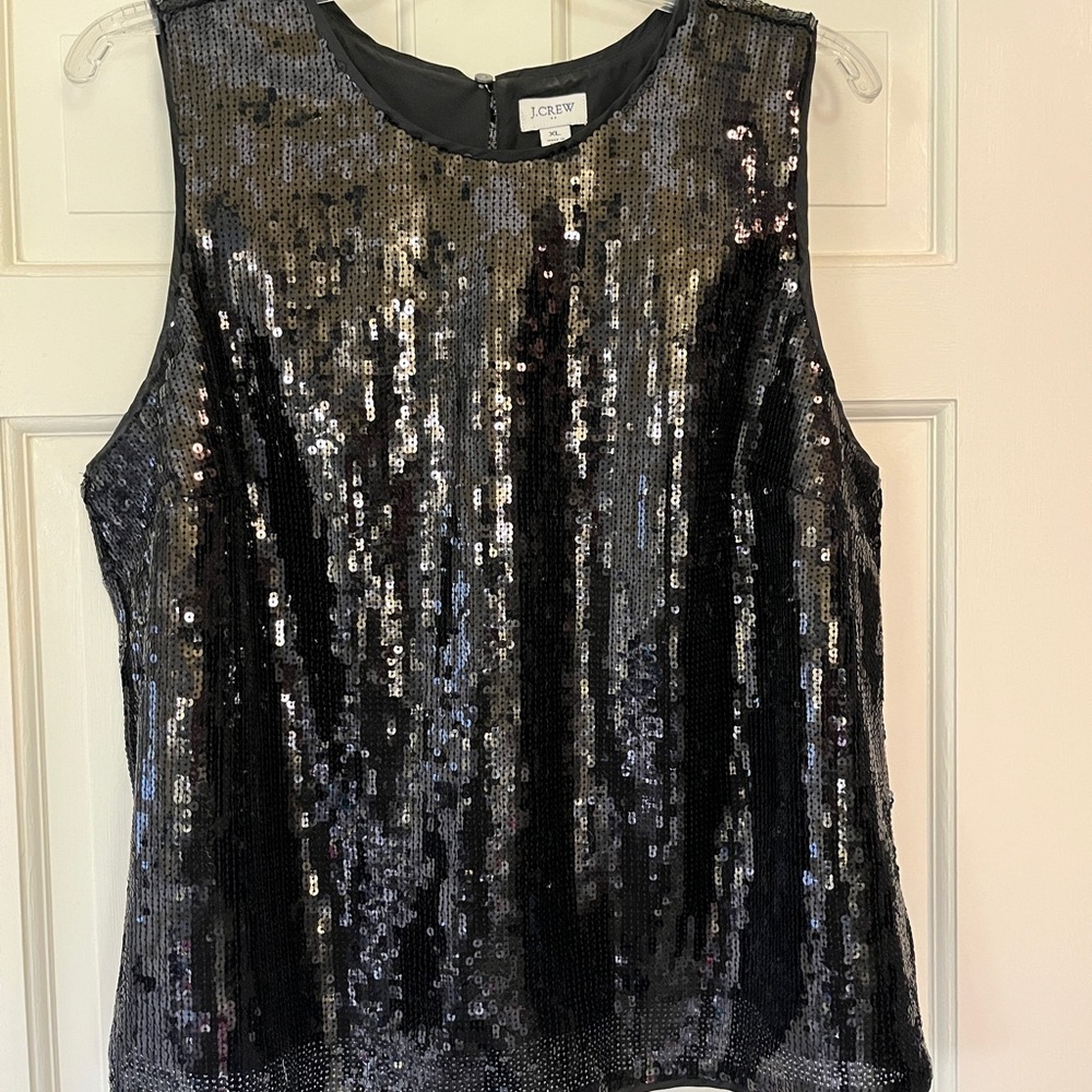 J. Crew Black Sequin Sleeveless Blouse